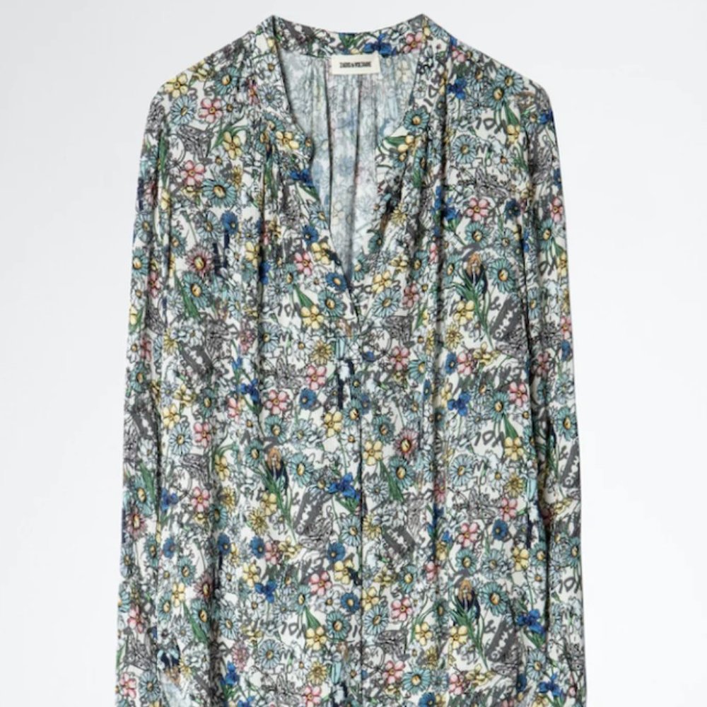 NWT Zadig and Voltaire - Floral Print Mock Neck Blouse w/ Tags